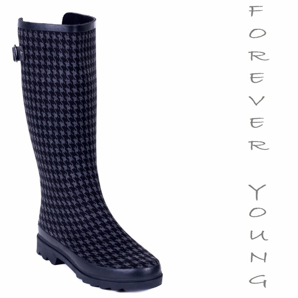 Women's Rainboots, Tall Rain boots, #1901, Houndtooth - Picture 1 of 3
